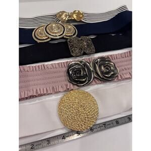 5 Vintage 80's 90's Womens Stretch Belts Wide Retro Glam Metal Lot Y2K
